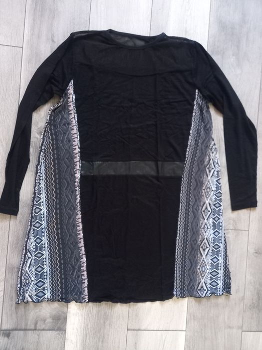 Туника с тюл и кожен ефект - размер 2ХЛ