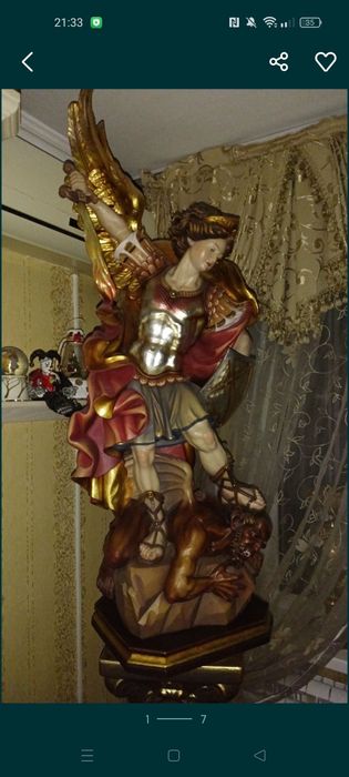 Срочно Статуя из цельного дерева Архангела Михаила Италия