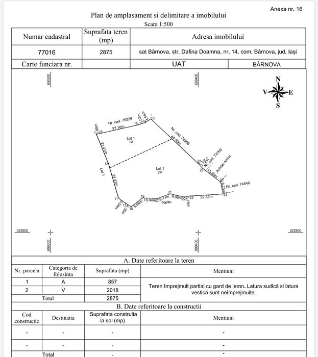 Teren intravilan 2875 mp Barnova