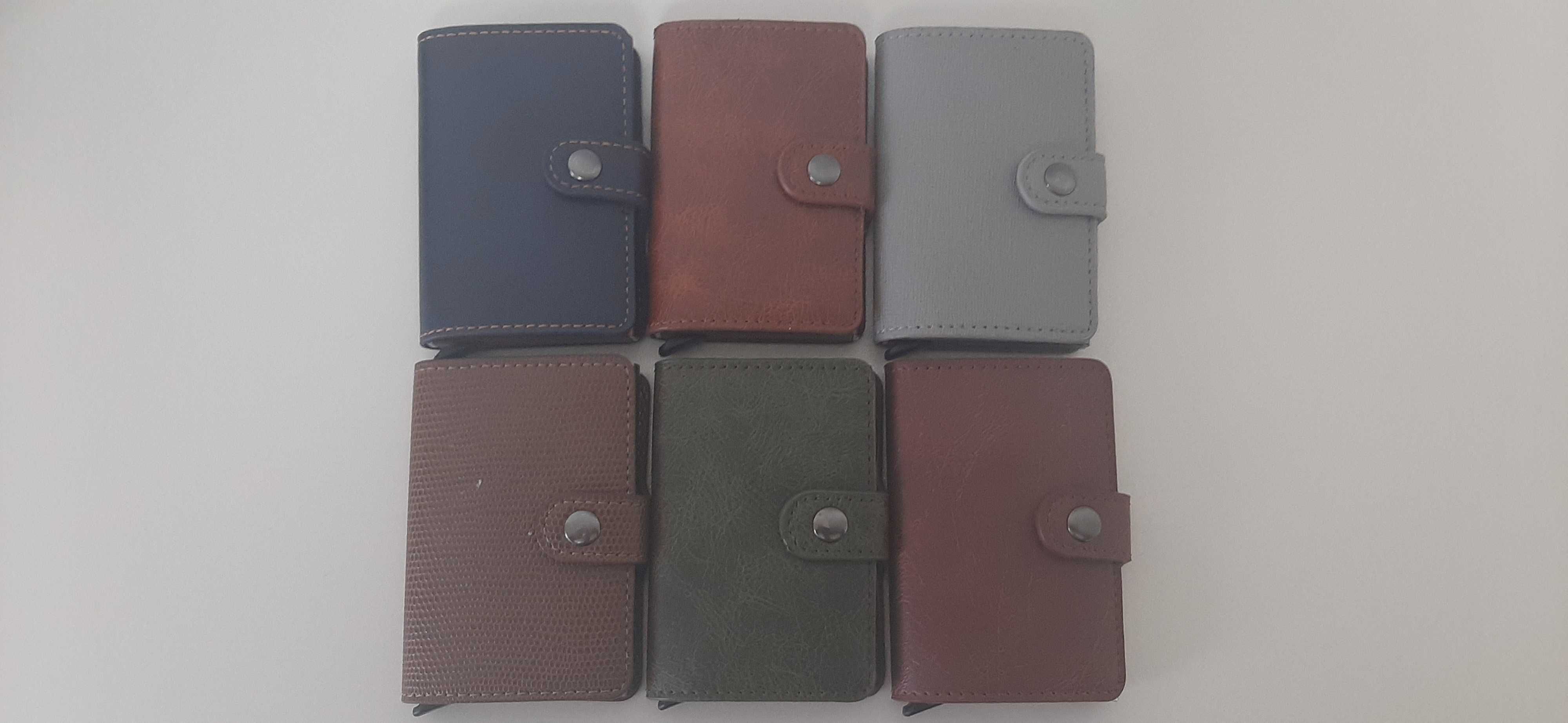 Portcard portofel metalic suport carduri piele sintetica elegant unise