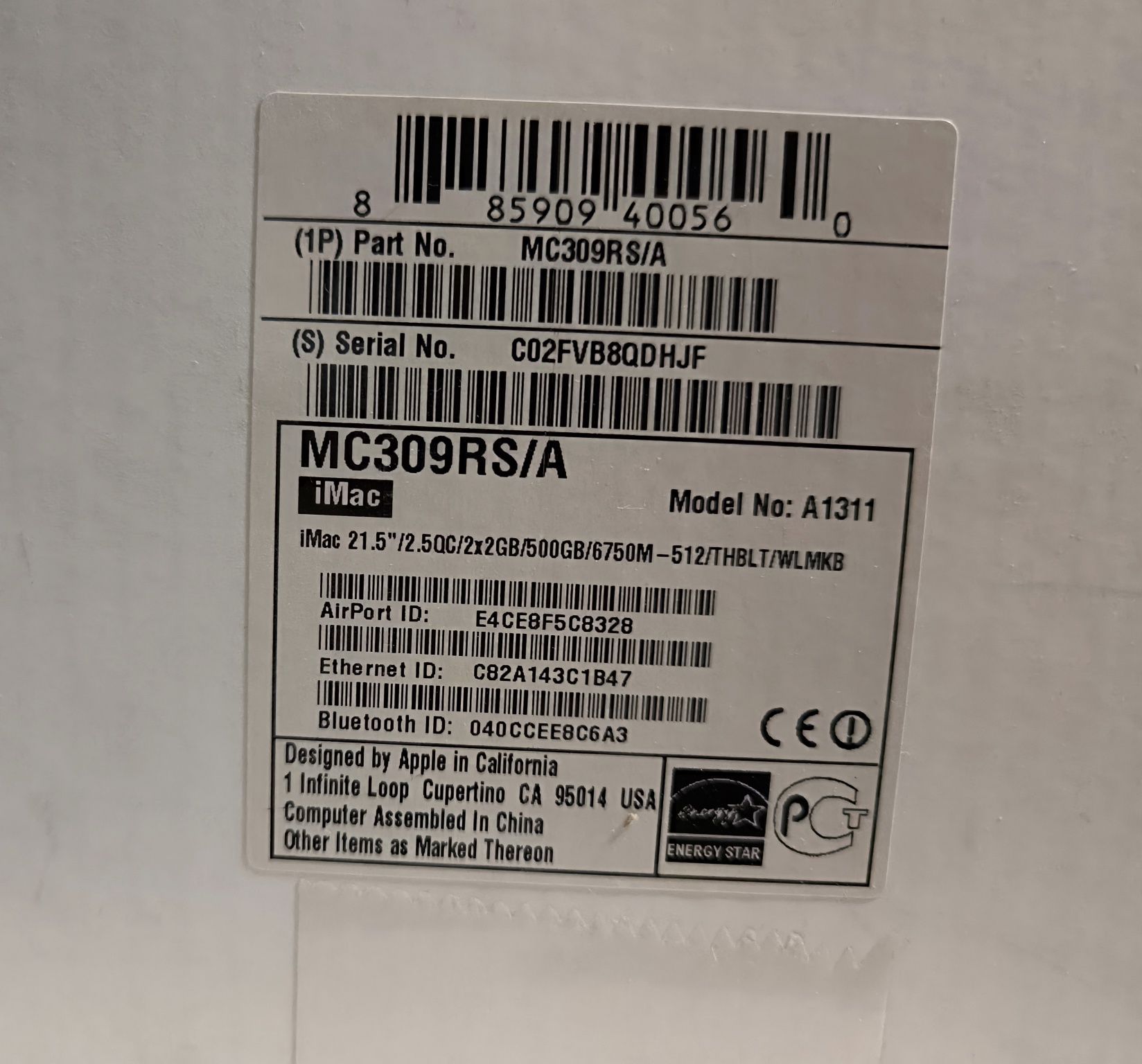 Моноблок Apple iMac 21.5 A1311