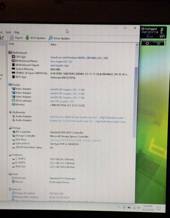 Acer Aspire 17.3 inch, Intel Quad Core, 8GB RAM, SSD 256GB, bat. 3 ore