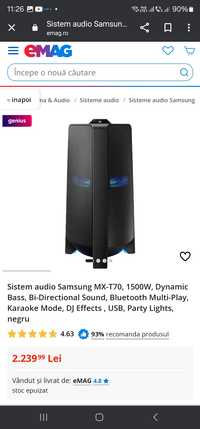 Samsung MX-T70, 1500W, Dynamic Bass, Bi-Directional Sound