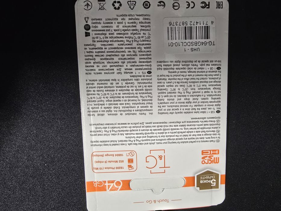 Card de memorie microsd 64gb, clasa 10, HD, UHS1, adaptor inclus, T&G
