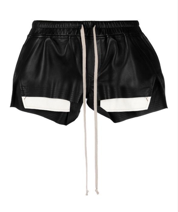 Rick Owens Leather Cut out shorts black