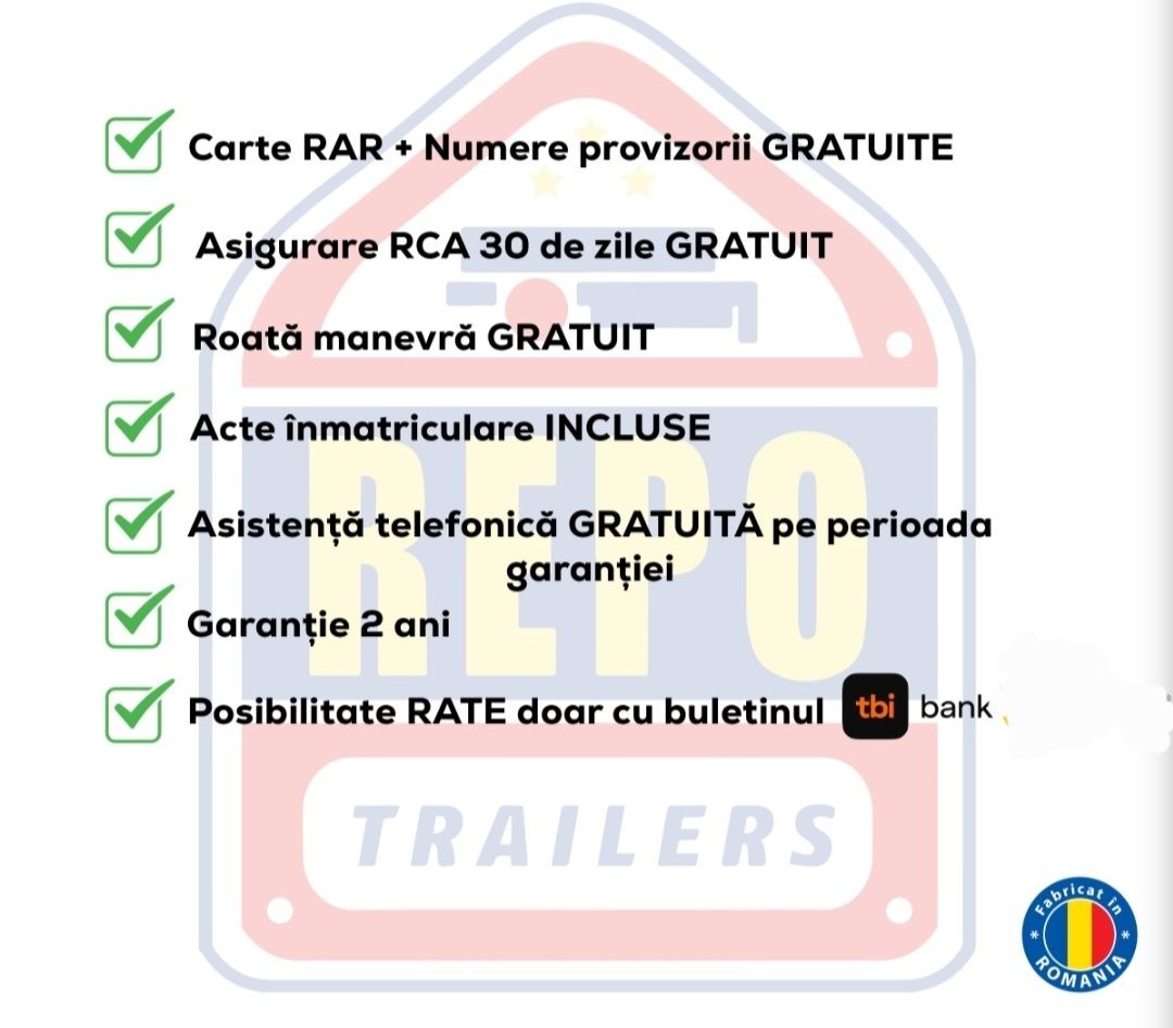 Remorca Repo RDS 2,60/1,35 m 750 kg basculabila ATV