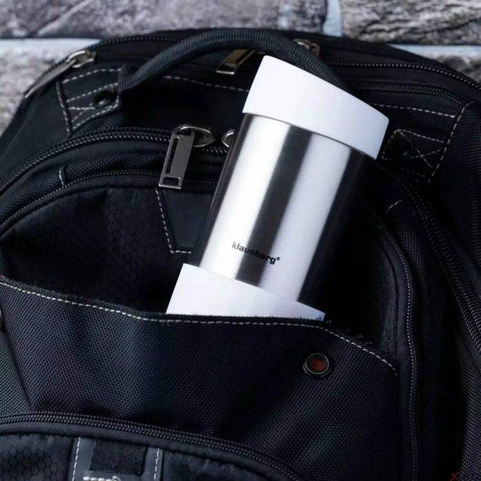 Cana termica, termos din inox, alb, capacitate 420 ml, Klausberg