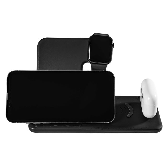 4в1 Безжично Зарядно | 2 Телефона, 1 Смарт-часовник, 1 Слушалки