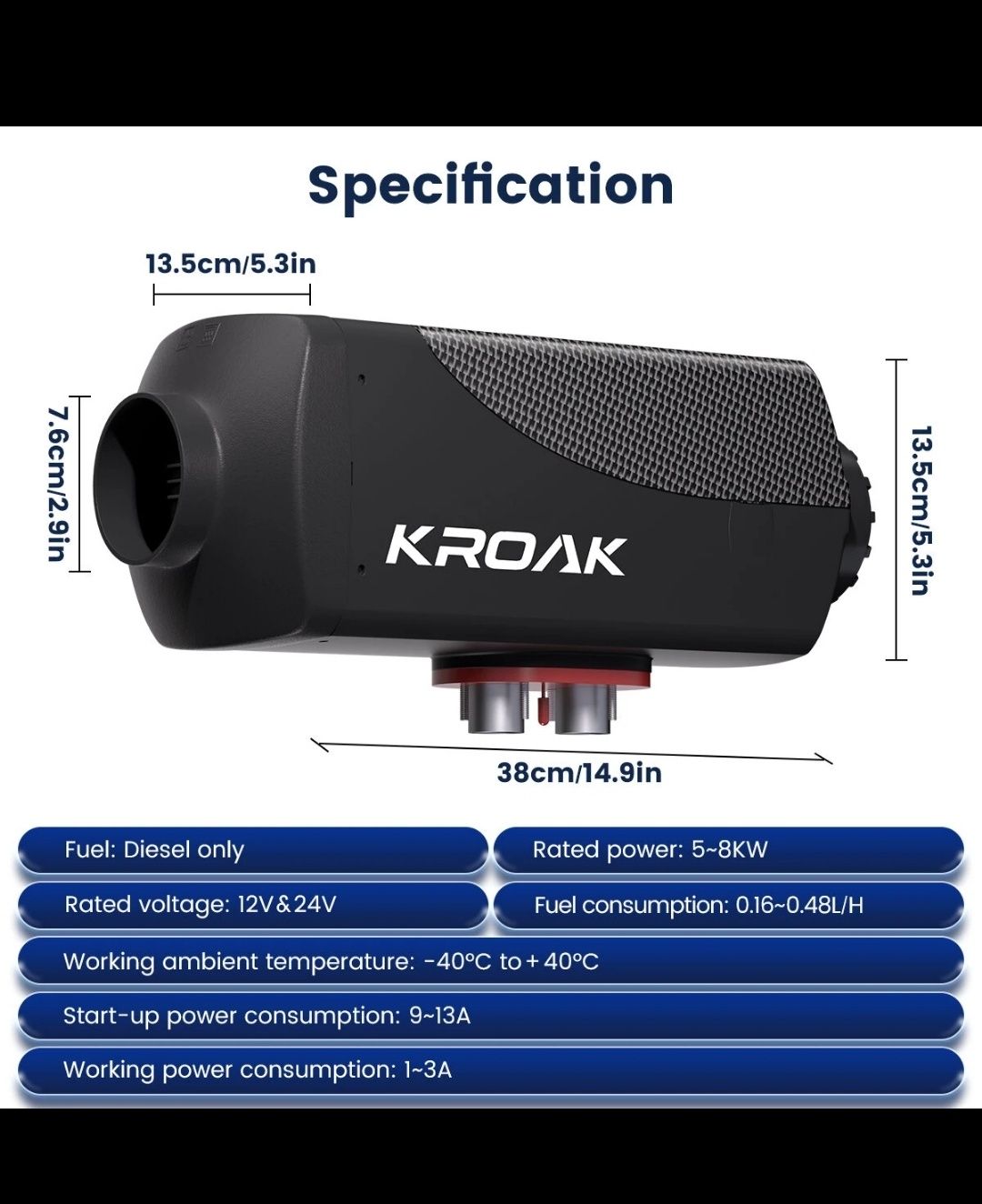 Sirocou portabil KROAK 5- 8kw 12V / 24V! Încălzire staționară, Webasto