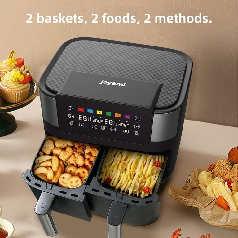 Двоен AirFryer, JOYAMI,  с 2 отделения, и голям капацитет 7,6 л, фун