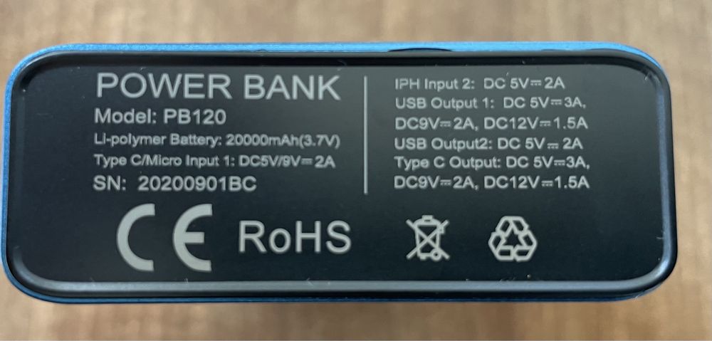 Power Bank 20000 mAh 18W PD, Rapid