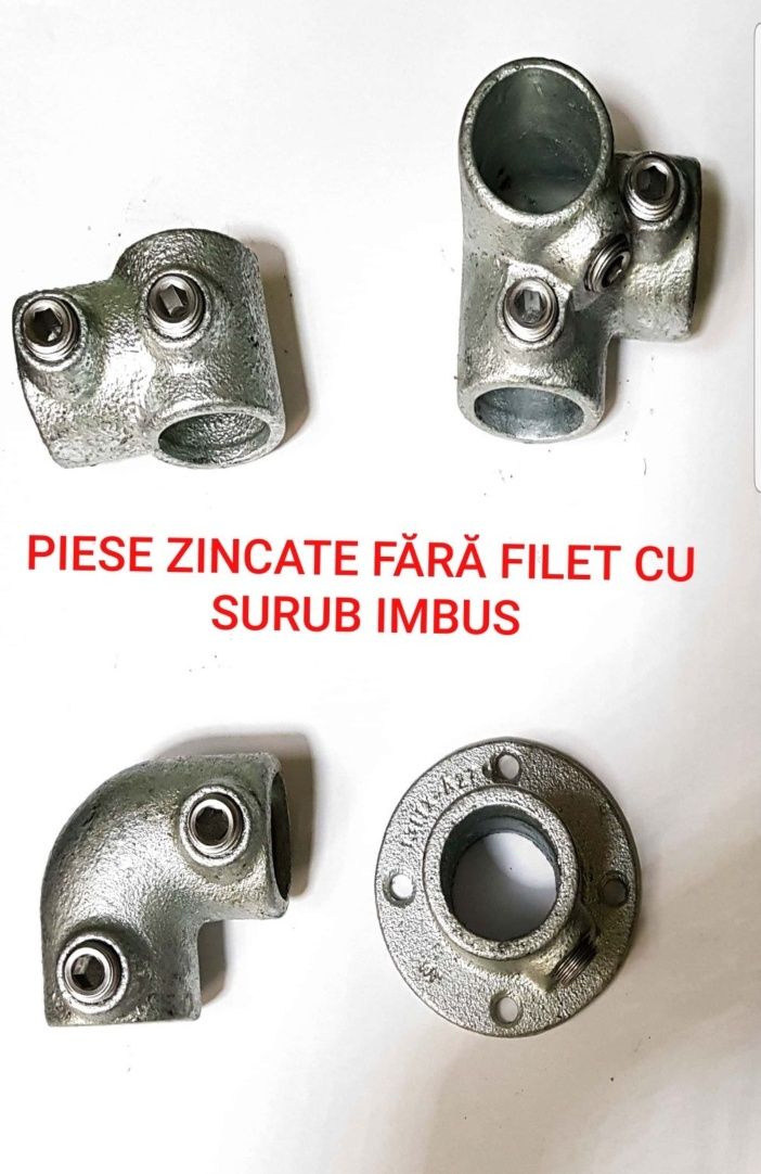 Cot zincat fontă fără filet strangere surub imbus, vintage, steampunk