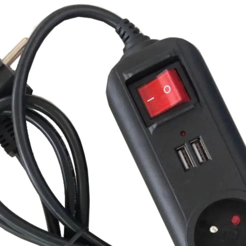 Prelungitor electric cu intrerupator3 prize, 2 mufe USB, 1.5m KD4031