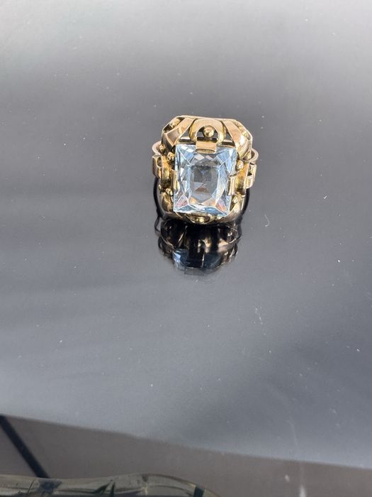 Inel din aur 8 k si acvamarin