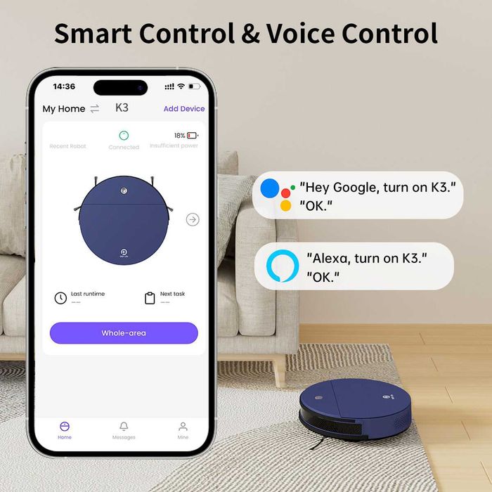 Aspirator Robot OKP K3 2000Pa baterie 100min Nou Sigilat