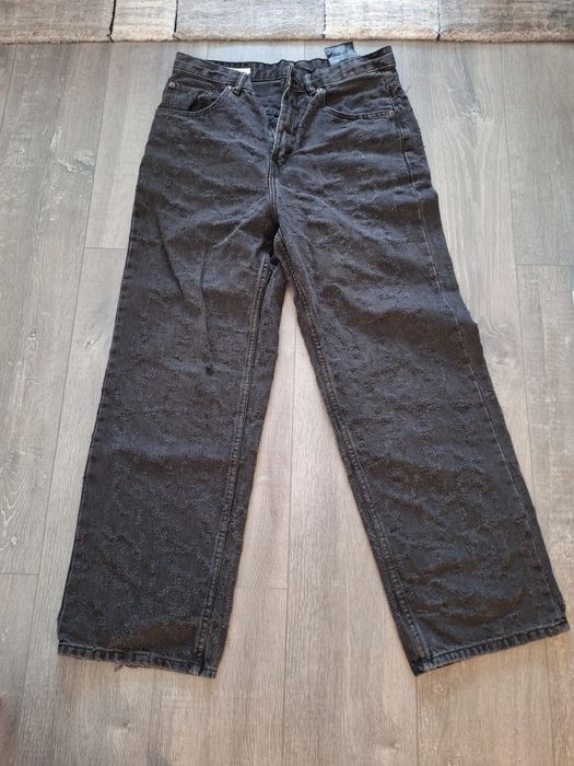 blugi zara baggy negrii cu rupturi