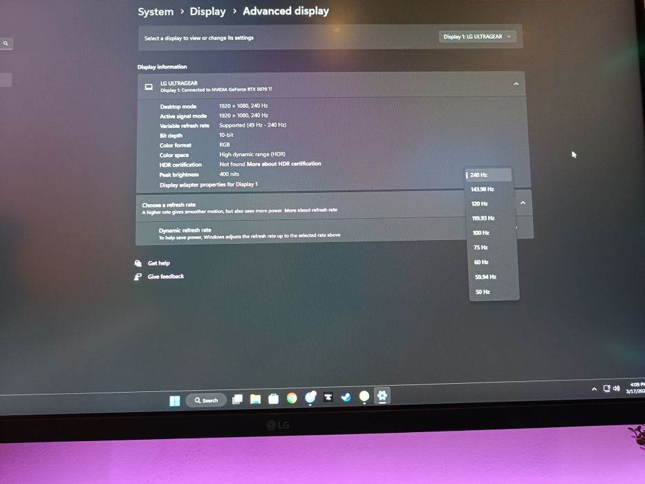Monitor LG GP750-B 240hz