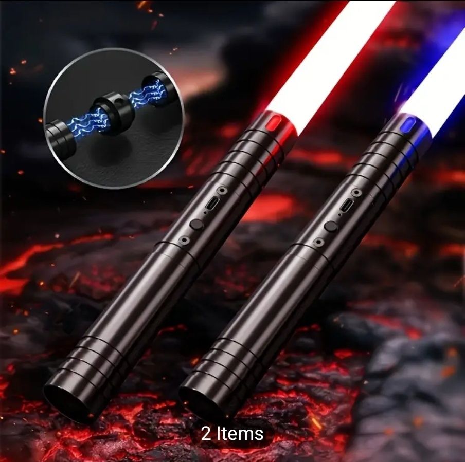Set 2 sabii laser Star Wars, metalice 15 culori, sunete, 3 moduri
