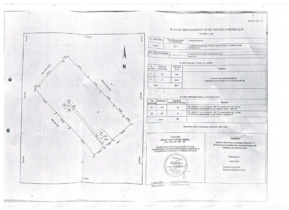 Teren intravilan 2611 m2 Tepsenari comuna Milcoiu