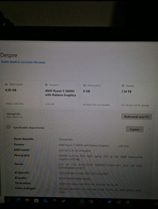 vand laptop gaming acer nitro 5 rtx3060