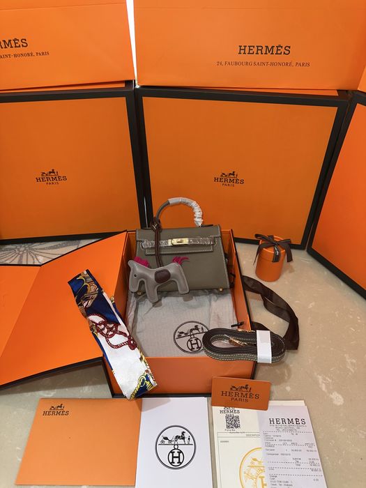 Geanta Hermes Kelly 19cm Gri