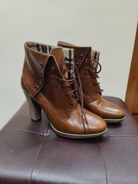 Кожени боти висок ток 39