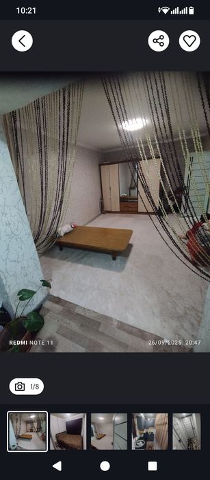 1 xonali 2 xonali qilingan kvartira