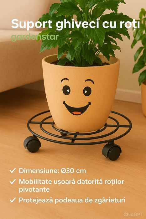 Set de 4 bucăți! Suport rotativ metalic pentru flori