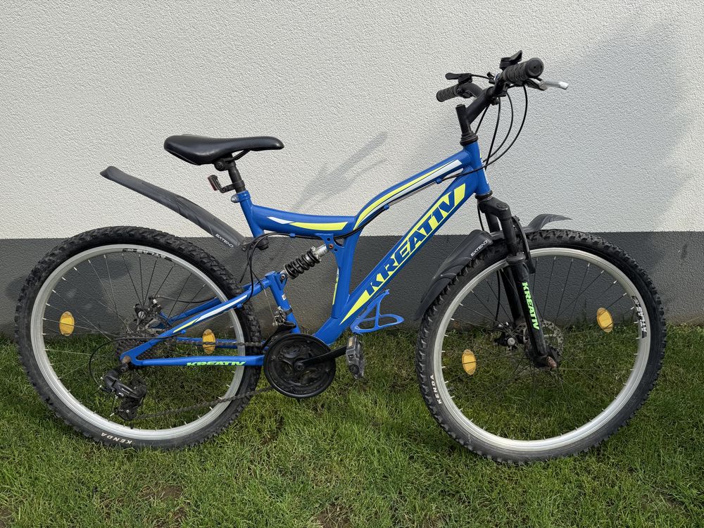 Vand bicicleta MTB Kreativ 26 inch full suspension, albastra