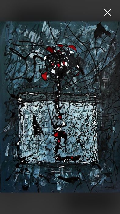 Картина абстракция. Живопись А. Герасимов. Бумага, акрил, масло