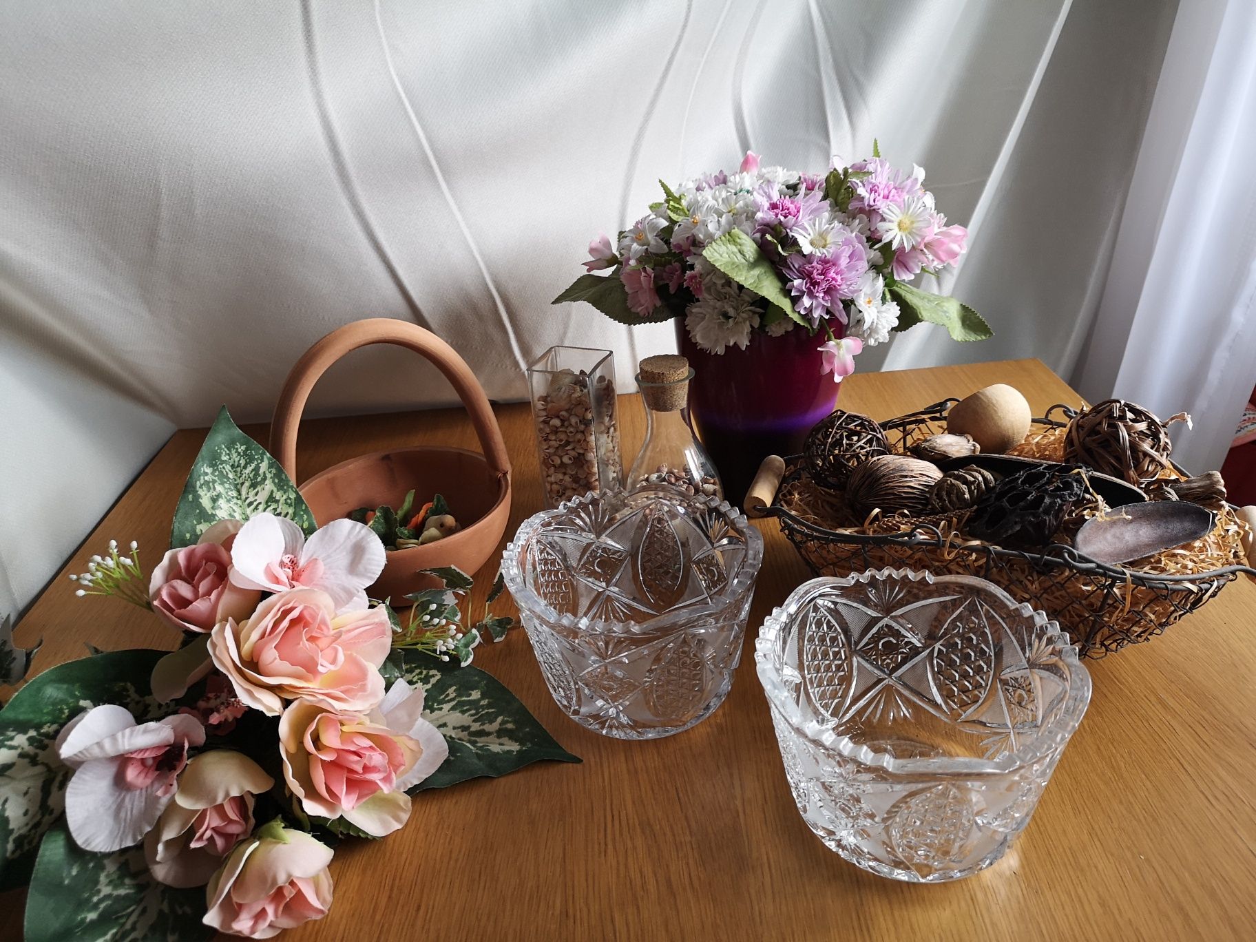 Vaza cristal, coș metal, vaze de sticlă, pt orhidee, coș ceramică