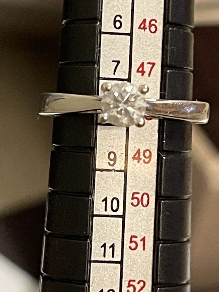 Inel logodna TEILOR aur alb 18K diamant solitaire de 0.34ct Marimea 48