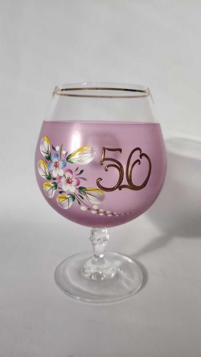 Цветна кристална чаша за юбилей