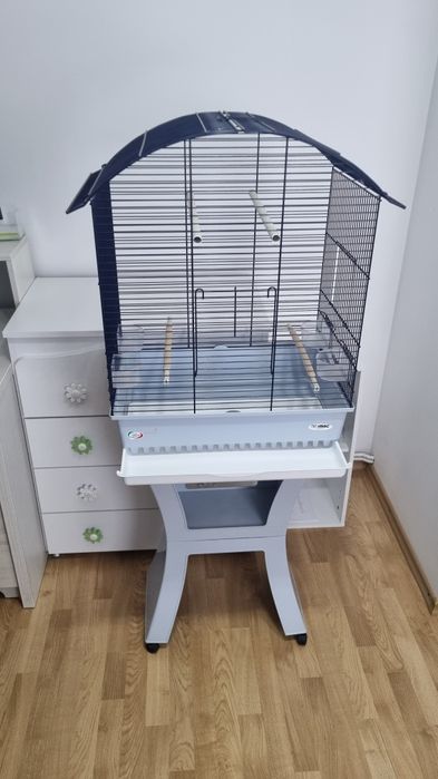 Colivie albastră cu suport pentru păsări Imac Calla, dim 66x43x77 cm
