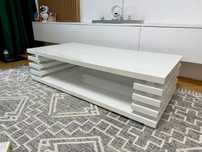 Masa living Cafea Alb Lucios 120x60x31