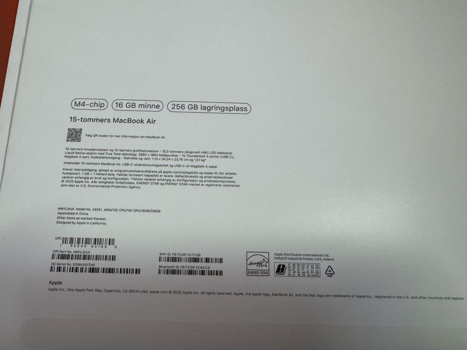 Macbook Air M4 15.3’ 16Gb Ram Ssd 256