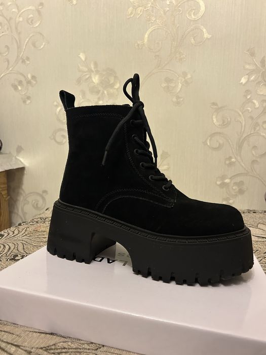 Зимние ботинки, черные, замша