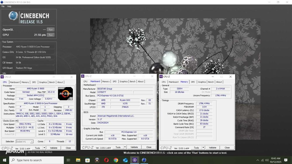 kit AMD Ryzen 5600 + Biostar X370GT7+ 16GGB DDR4
