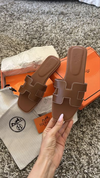Papuci Hermes Oran piele naturala STOC 38