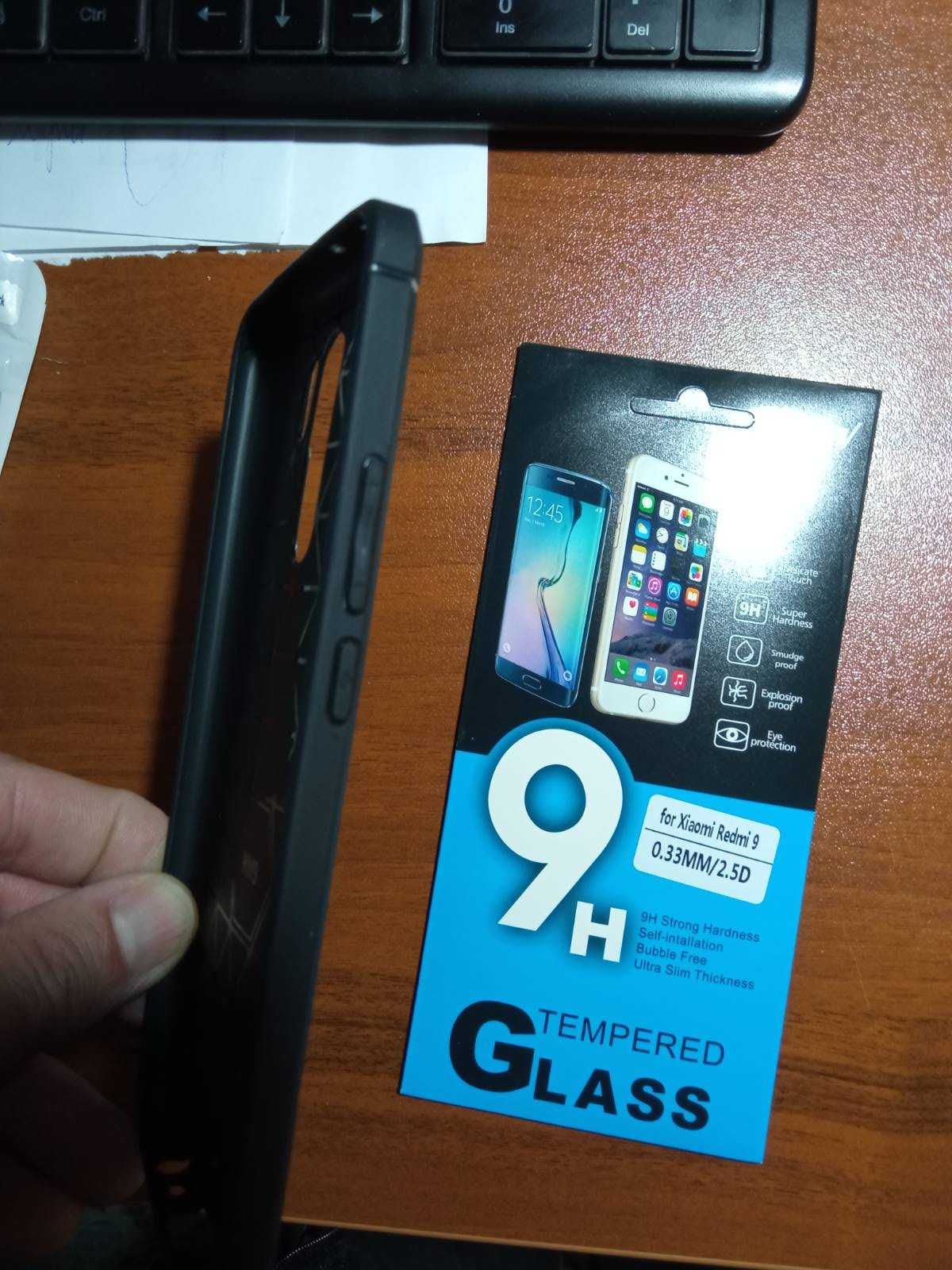 Калъф и Темперирано стъкло за телефон Xiaomi Redmi 9 Black и Redmi 8