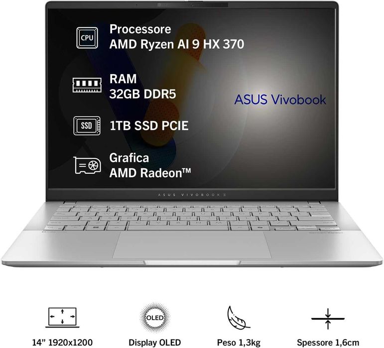 Asus Vivobook S14 OLED  SIGILAT RYZEN AI 9 HX 370 32GB 1TB Radeon 890