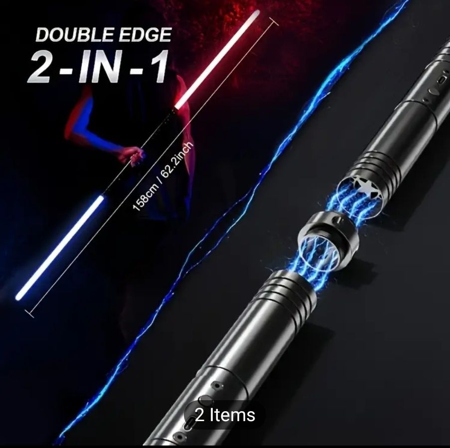 Set 2 sabii laser Star Wars, metalice 15 culori, sunete, 3 moduri