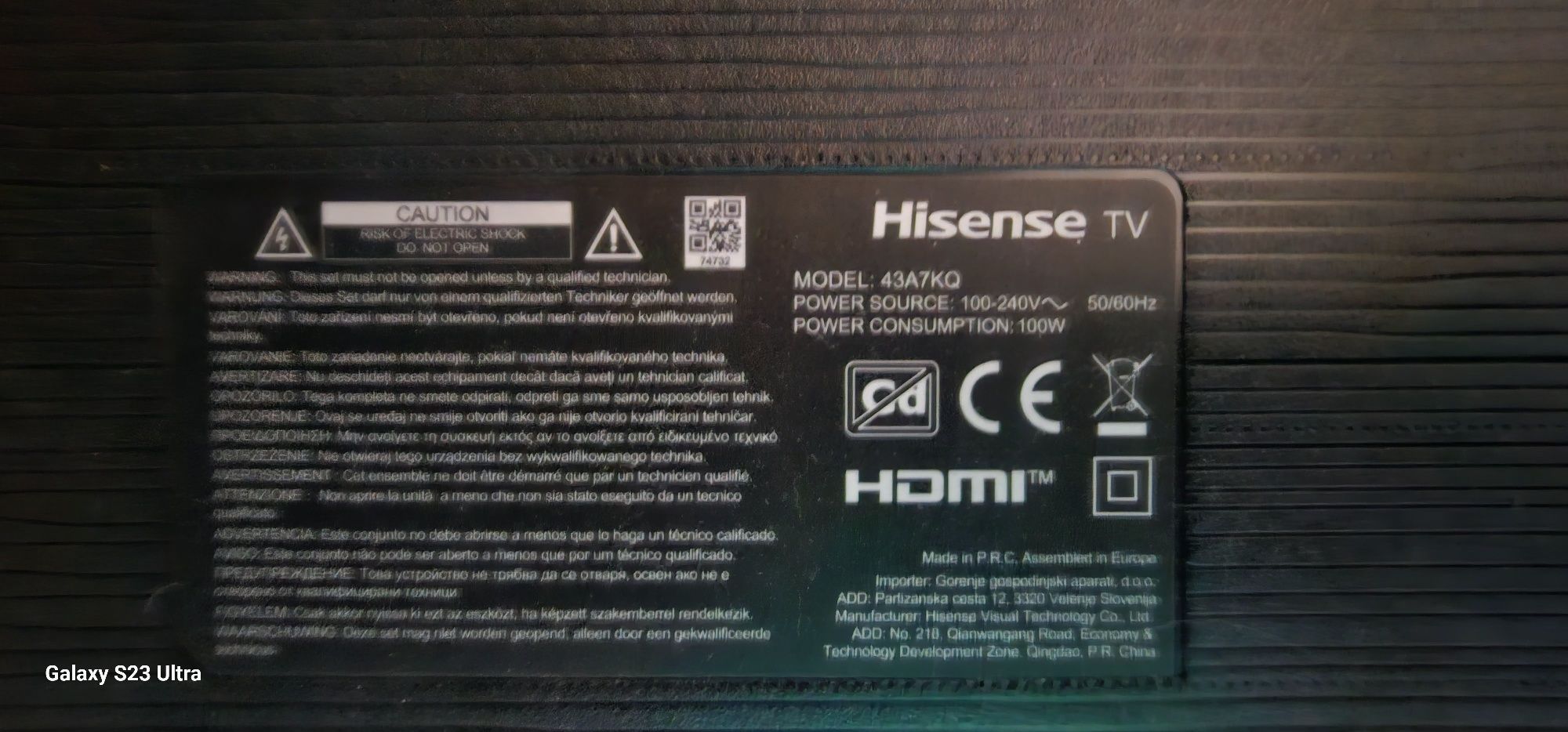 Телевизор Hisense 43A7KQ