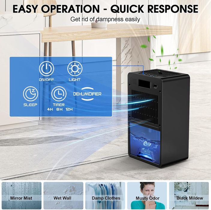 Преносим голям 3.0L обезвлажнител за дома, тих изсушител на въздух