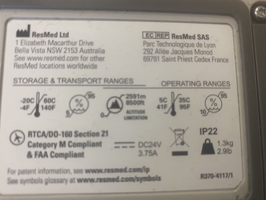 Aparat BiPap pt apnee model Resmed AirCurve 10 ST