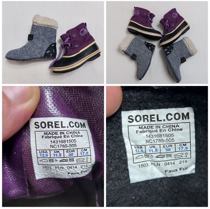 Cizme zapada SOREL Carnivale, ghete iarnă ptr copii, apreschiuri nr 30