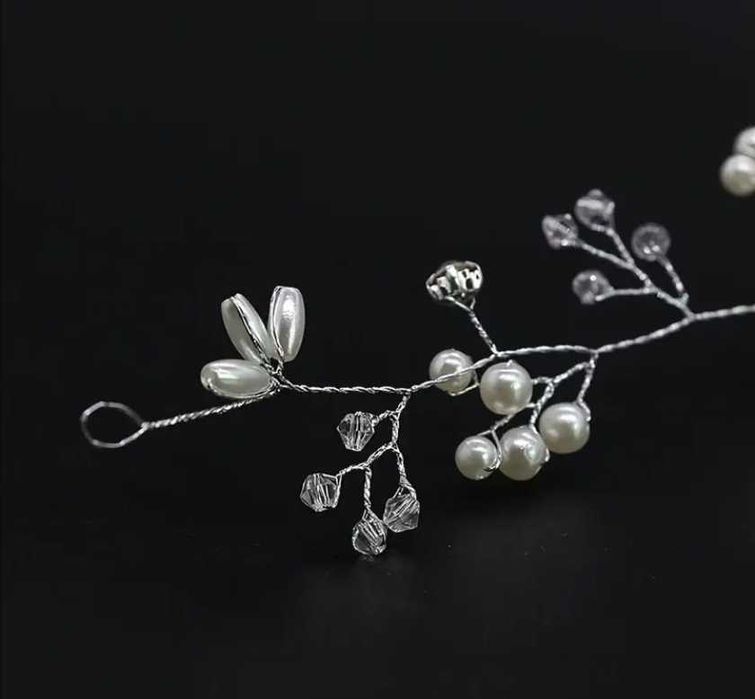 Сребрист аксесоар за коса с перли за Коледа и Нова година парти 2 вида