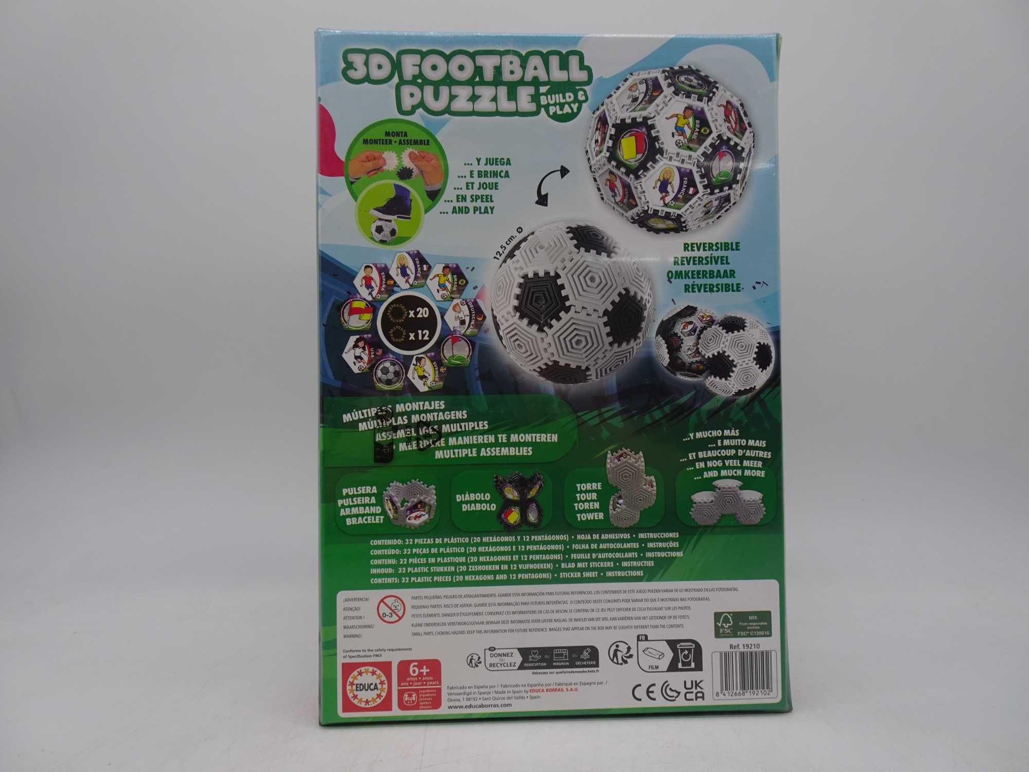 Puzzle, Educa, Minge de fotbal 3D, 32 piese