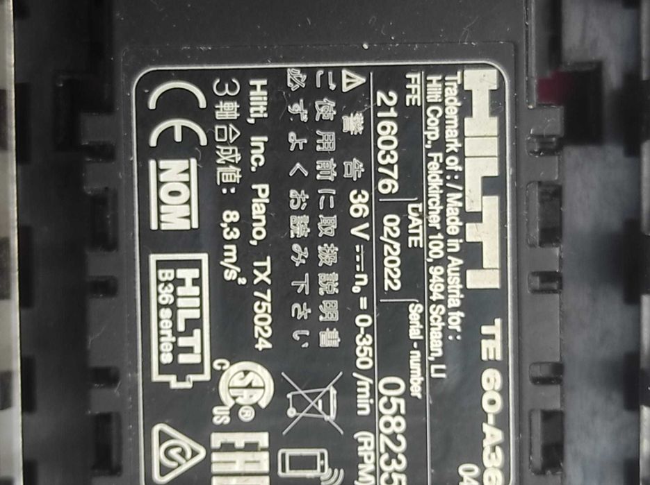Rotopercutor HILTI TE  60-A36  fabric. 2022