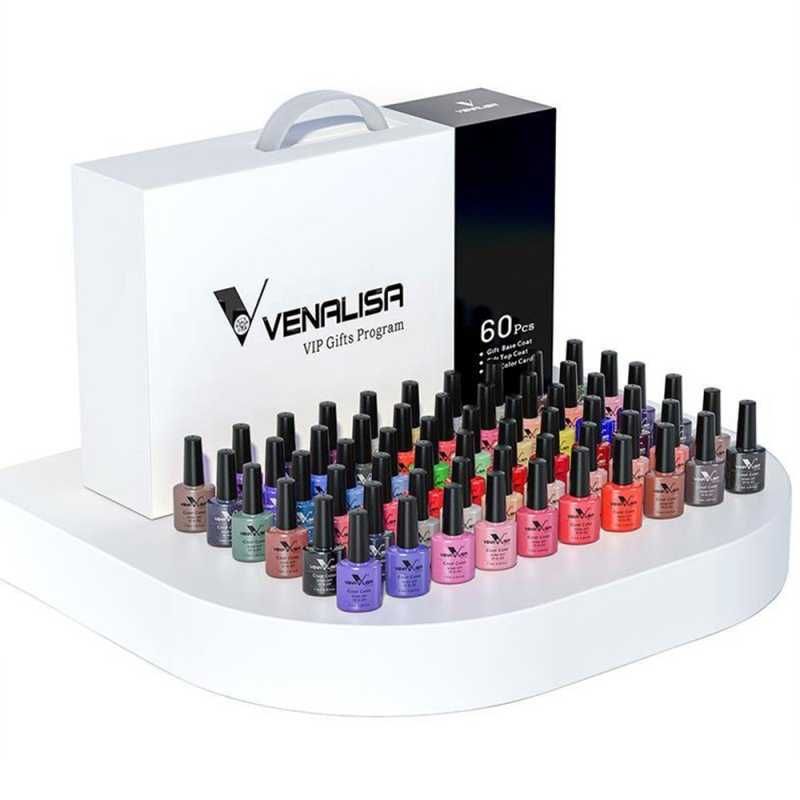 Kit Oja Semipermanenta VIP 1 Venalisa, 60 Culori, Base Coat, Tempered